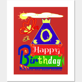 Happy Birthday Alphabet Letter (( O )) You are the best today Posters and Art